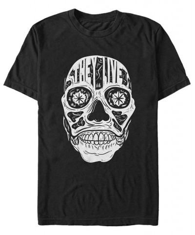 they Live Men's Skeleton Face Text Short Sleeve T-Shirt Black $19.59 T-Shirts