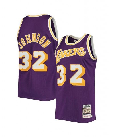 Men's Magic Johnson Purple Los Angeles Lakers 1984 Hardwood Classics Authentic Jersey $72.85 Jersey