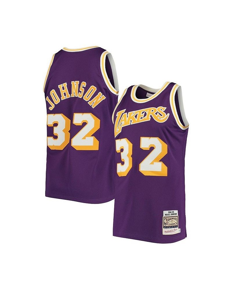 Men's Magic Johnson Purple Los Angeles Lakers 1984 Hardwood Classics Authentic Jersey $72.85 Jersey