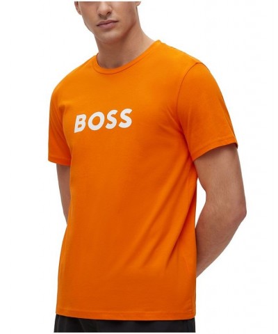 BOSS Men's Contrast Logo Cotton Relaxed-Fit T-shirt Orange $37.40 T-Shirts