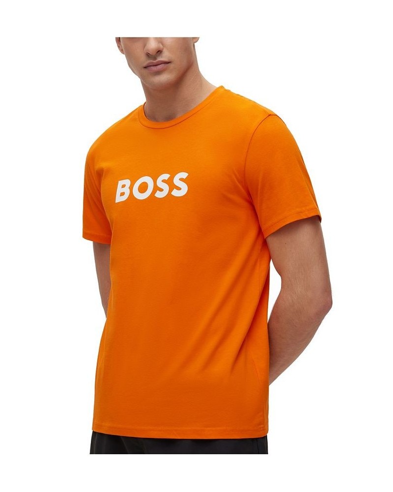 BOSS Men's Contrast Logo Cotton Relaxed-Fit T-shirt Orange $37.40 T-Shirts