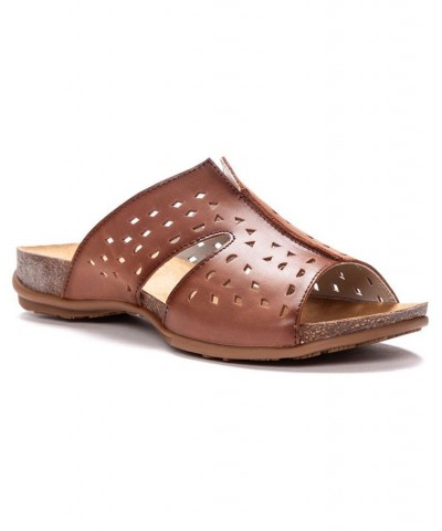 Women's Fionna Slide Sandals Brown $40.78 Shoes