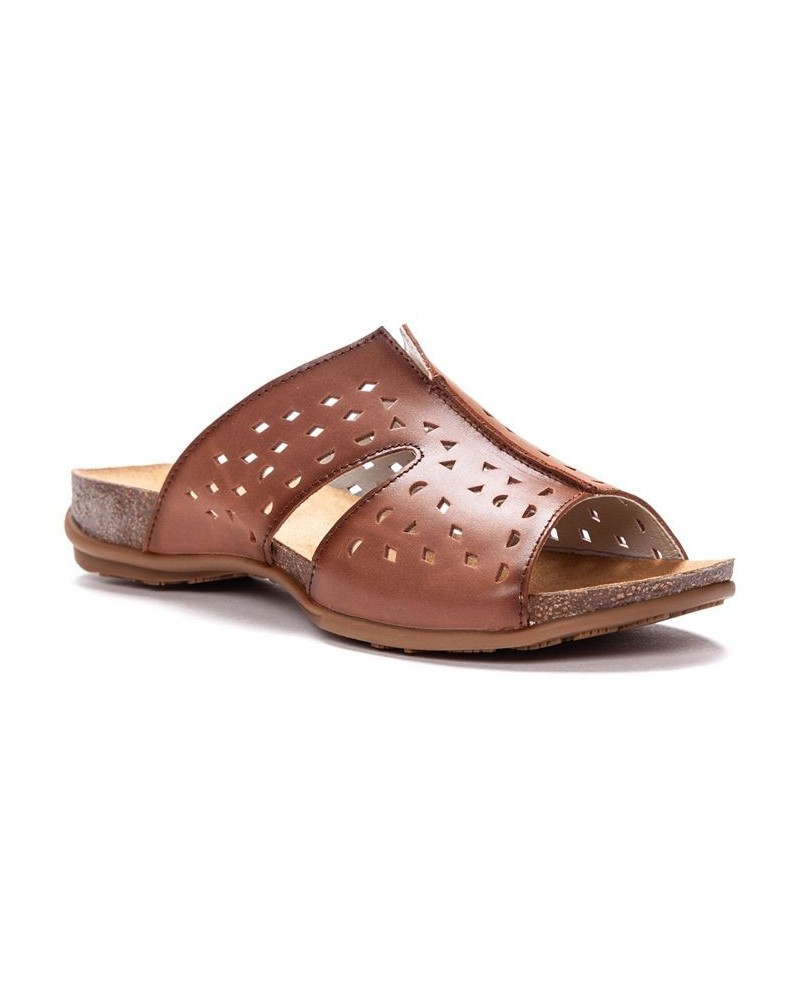 Women's Fionna Slide Sandals Brown $40.78 Shoes