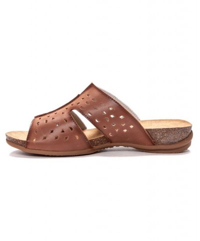 Women's Fionna Slide Sandals Brown $40.78 Shoes