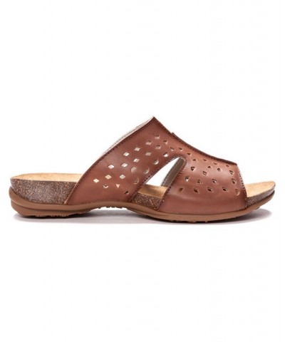 Women's Fionna Slide Sandals Brown $40.78 Shoes