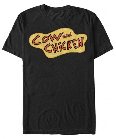 Men's Cow and Chicken Logo Color Short Sleeve T- shirt Black $16.45 T-Shirts