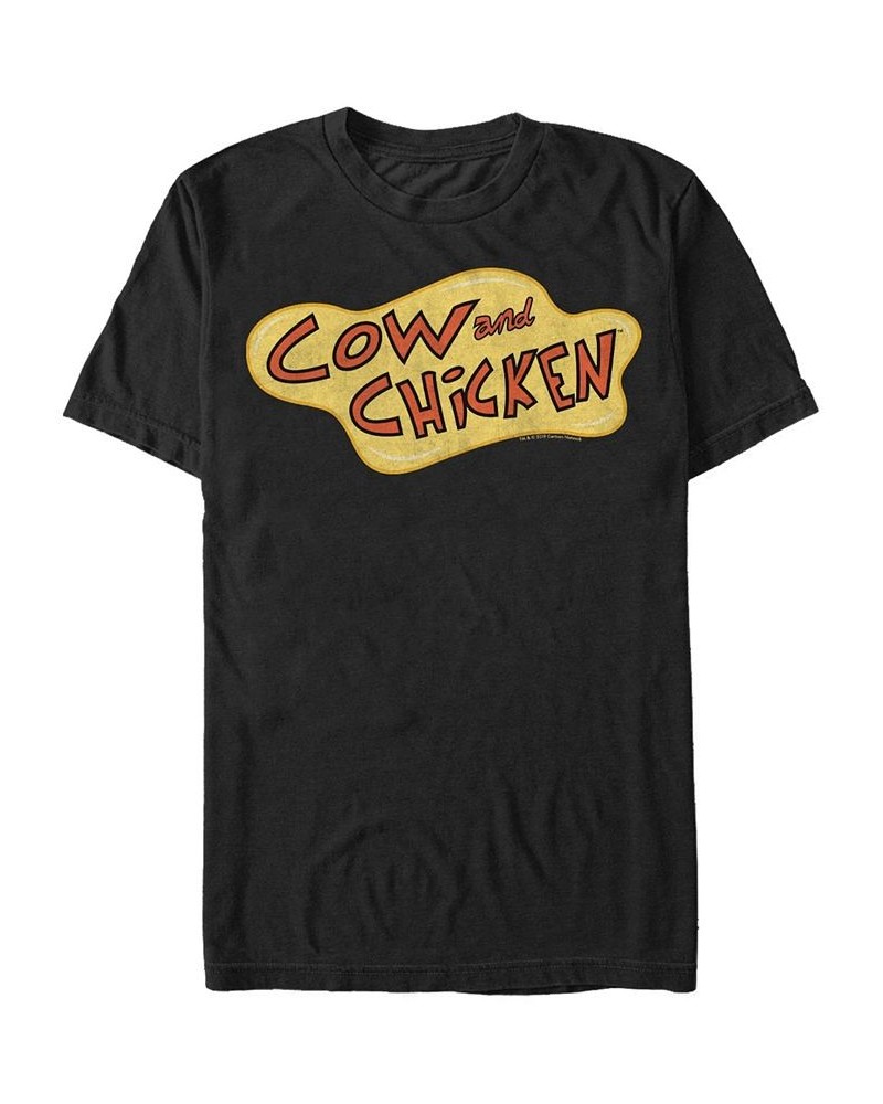 Men's Cow and Chicken Logo Color Short Sleeve T- shirt Black $16.45 T-Shirts