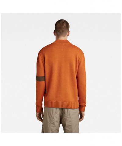 Men's Graphic Zip Loose Knit Sweater Orange $67.20 Sweaters