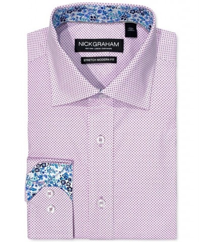 Men's Modern-Fit Dot-Print Dress Shirt Purple $21.94 Dress Shirts