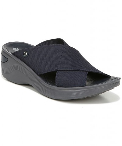 Desire Washable Slide Wedge Sandals Blue $35.25 Shoes