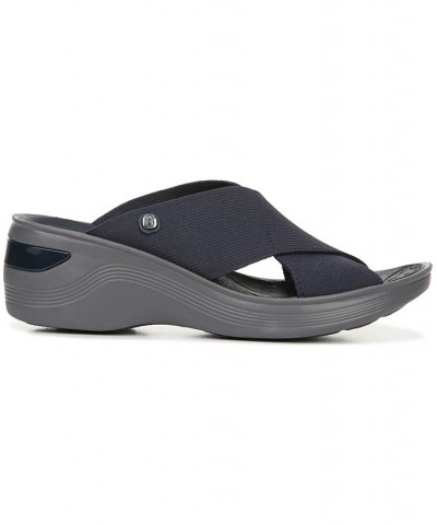 Desire Washable Slide Wedge Sandals Blue $35.25 Shoes