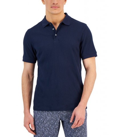 Men's Stretch Textured Stripe Jacquard Polo Shirt Lead Statue $12.00 Polo Shirts