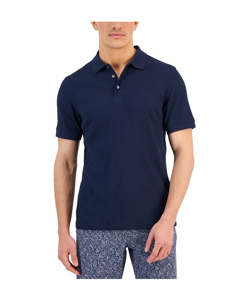 Men's Stretch Textured Stripe Jacquard Polo Shirt Lead Statue $12.00 Polo Shirts