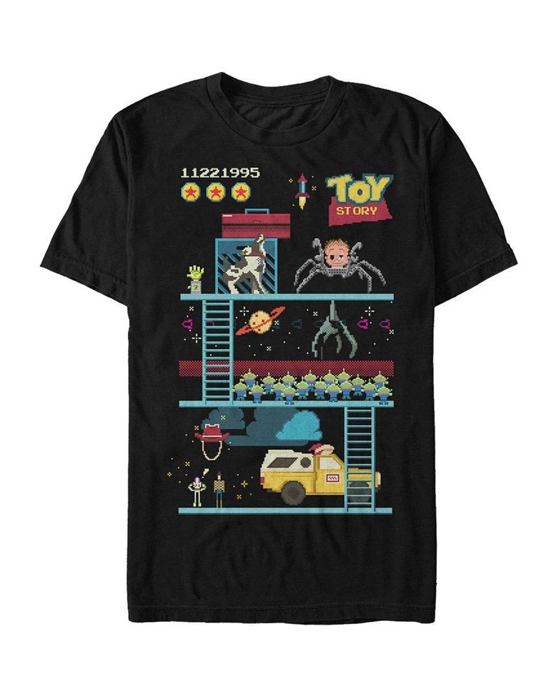 Disney Pixar Men's Toy Story 8-Bit Video Game Scene Short Sleeve T-Shirt Black $16.80 T-Shirts