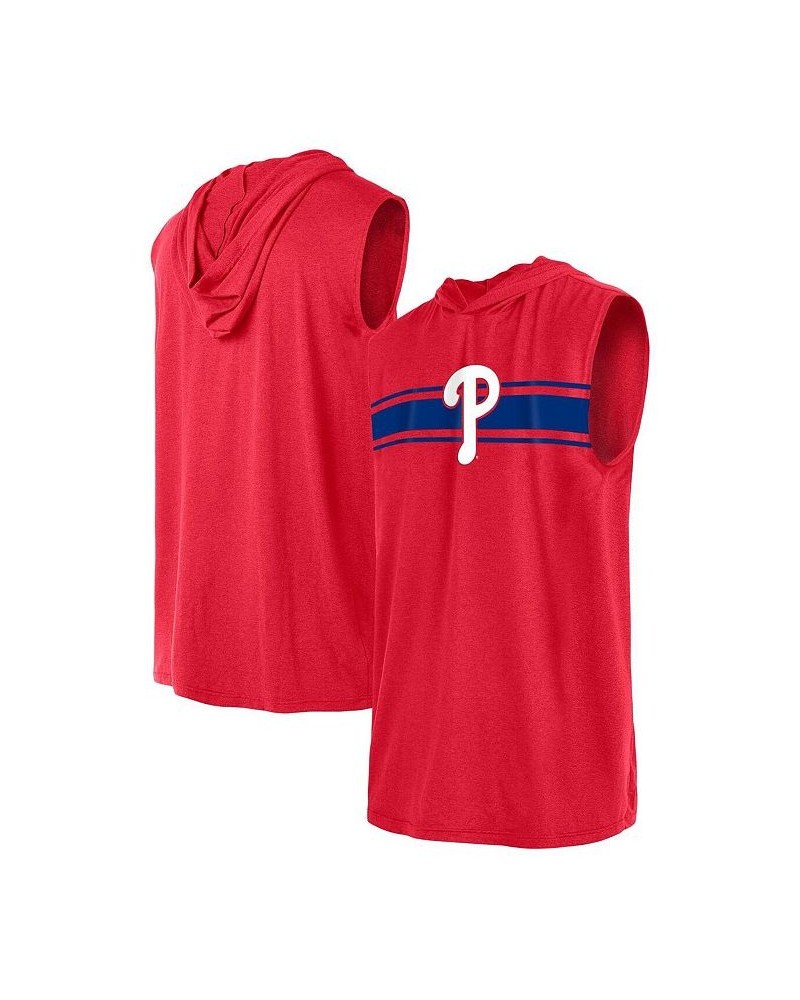 Men's Red Philadelphia Phillies Sleeveless Pullover Hoodie $27.49 T-Shirts