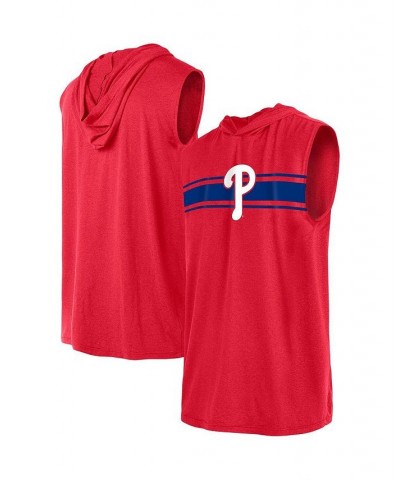 Men's Red Philadelphia Phillies Sleeveless Pullover Hoodie $27.49 T-Shirts