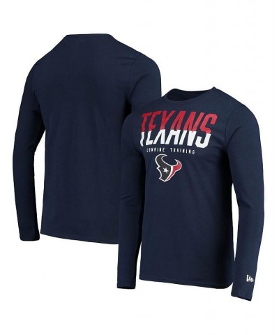 Men's Navy Houston Texans Combine Authentic Split Line Long Sleeve T-shirt $18.72 T-Shirts