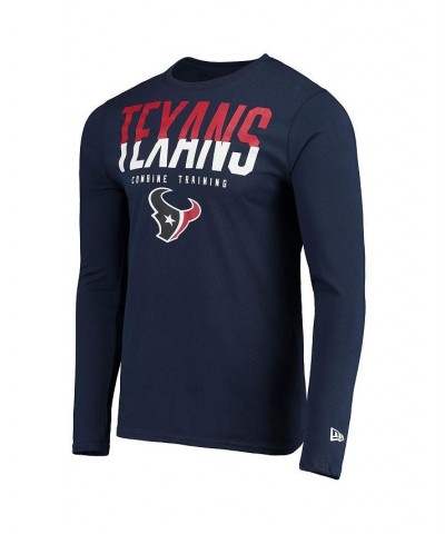 Men's Navy Houston Texans Combine Authentic Split Line Long Sleeve T-shirt $18.72 T-Shirts