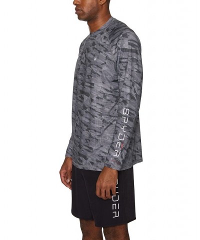 Men's Long-Sleeve Rashguard T-Shirt Gray $30.25 Swimsuits