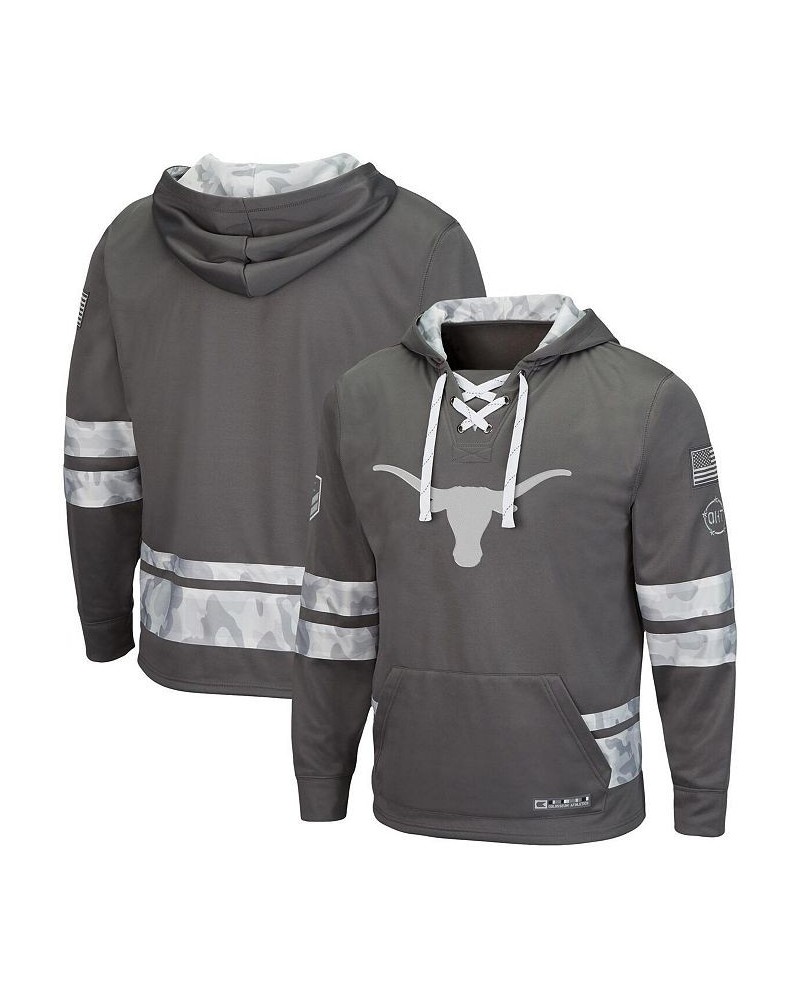 Men's Gray Texas Longhorns OHT Military-Inspired Appreciation Arctic Camo Lace-Up Pullover Hoodie $32.23 Sweatshirt