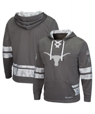 Men's Gray Texas Longhorns OHT Military-Inspired Appreciation Arctic Camo Lace-Up Pullover Hoodie $32.23 Sweatshirt