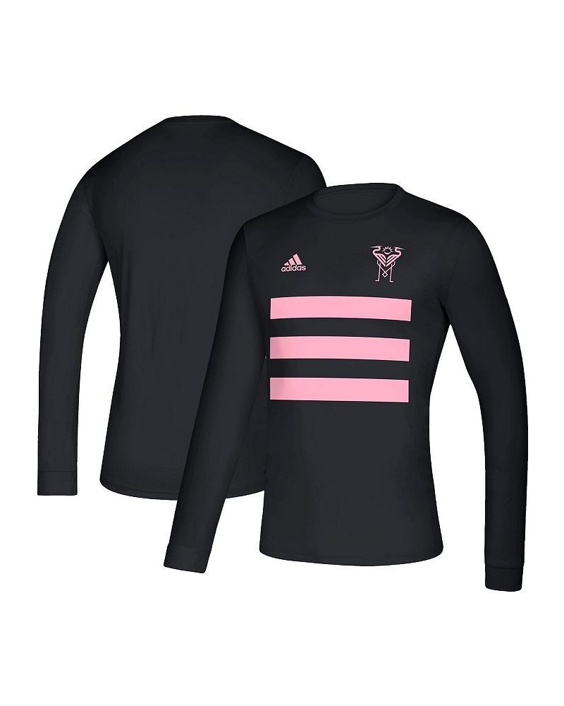 Men's Black Inter Miami CF Three Stripe Life Pitch Long Sleeve T-shirt $29.49 T-Shirts