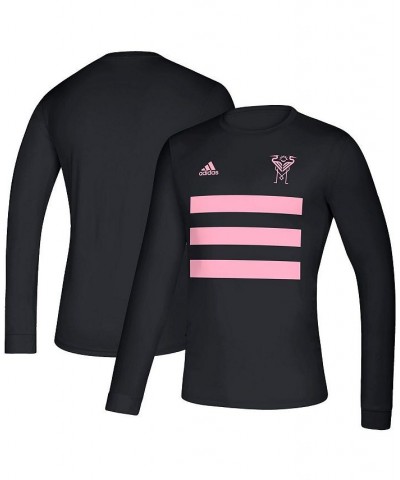 Men's Black Inter Miami CF Three Stripe Life Pitch Long Sleeve T-shirt $29.49 T-Shirts