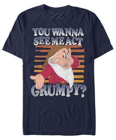 Disney Men's Snow White and the Seven Dwarfs Acting Grumpy, Short Sleeve T-Shirt Blue $19.24 T-Shirts