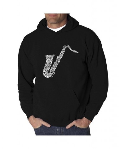 Men's Word Art Hoodie - Saxophone Black $24.00 Sweatshirt