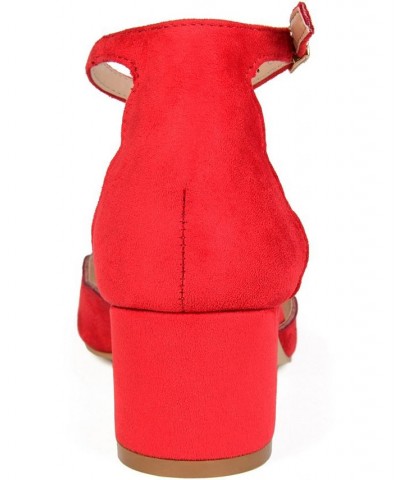 Women's Edna Ankle Strap Heels Red $50.99 Shoes