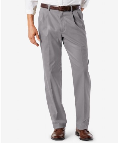 Men's Easy Classic Pleated Fit Khaki Stretch Pants Burma Grey $22.00 Pants