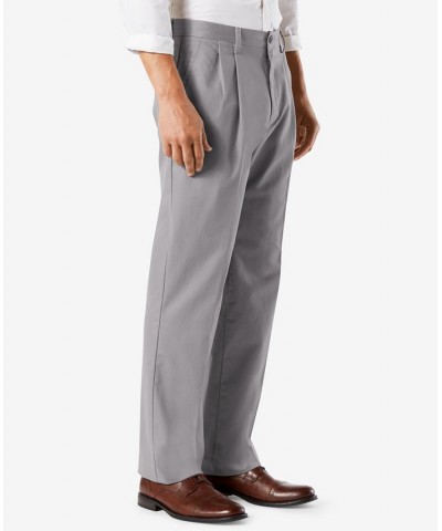 Men's Easy Classic Pleated Fit Khaki Stretch Pants Burma Grey $22.00 Pants