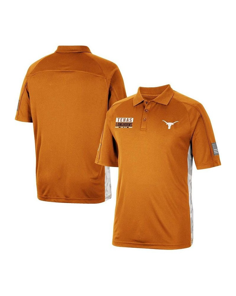 Men's Burnt Orange Texas Longhorns OHT Military-Inspired Appreciation Snow Camo Raglan Polo Shirt $35.99 Polo Shirts