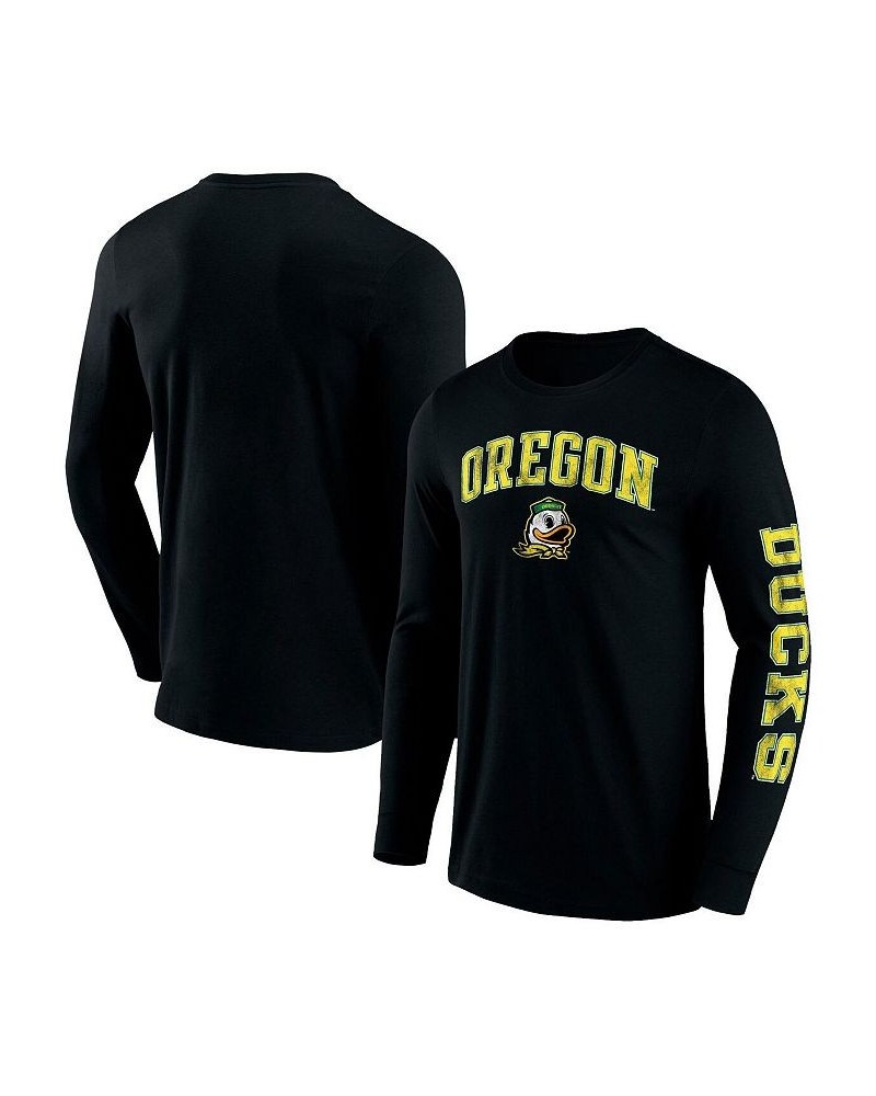 Men's Branded Black Oregon Ducks Distressed Arch Over Logo 2.0 Long Sleeve T-shirt $20.39 T-Shirts