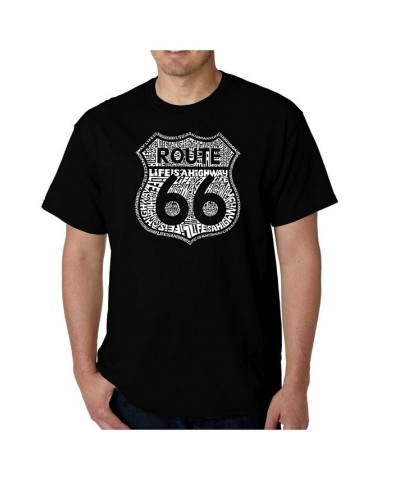 Men's Route 66 Life is a Highway Word Art T-Shirt Black $16.80 T-Shirts