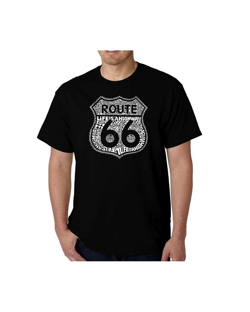 Men's Route 66 Life is a Highway Word Art T-Shirt Black $16.80 T-Shirts