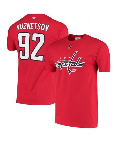 Men's Branded Evgeny Kuznetsov Red Washington Capitals Name and Number T-shirt $21.99 T-Shirts