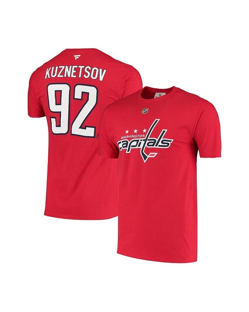 Men's Branded Evgeny Kuznetsov Red Washington Capitals Name and Number T-shirt $21.99 T-Shirts