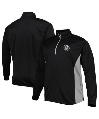 Men's Black and Silver Las Vegas Raiders Big and Tall Quarter-Zip Jacket $24.20 Jackets