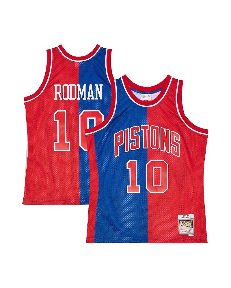 Men's Dennis Rodman Blue, Red Detroit Pistons Hardwood Classics 1988-89 Split Swingman Jersey $66.70 Jersey