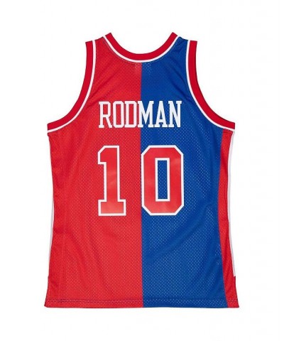 Men's Dennis Rodman Blue, Red Detroit Pistons Hardwood Classics 1988-89 Split Swingman Jersey $66.70 Jersey