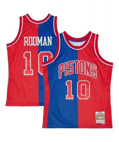 Men's Dennis Rodman Blue, Red Detroit Pistons Hardwood Classics 1988-89 Split Swingman Jersey $66.70 Jersey