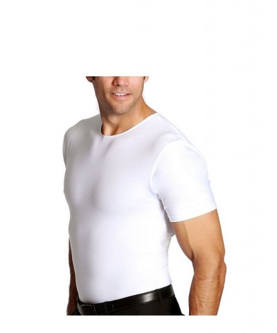 Insta Slim Men's Compression Short Sleeve Crew-Neck T-Shirt White $38.70 Undershirt