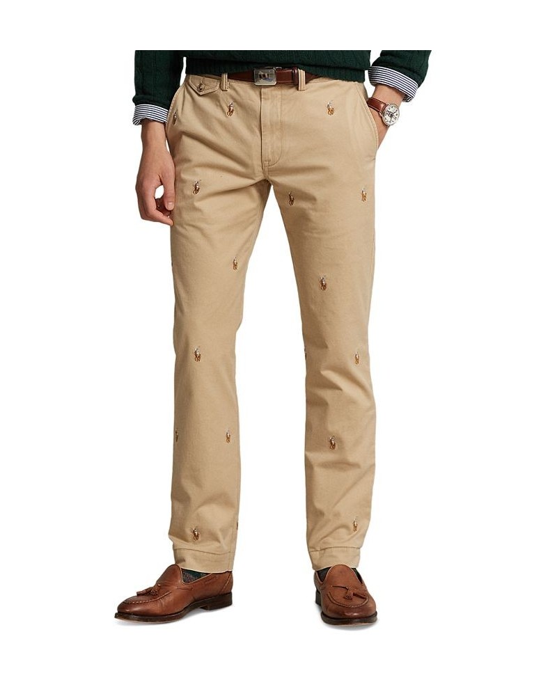 Men's Stretch Straight Polo Pony Chino Pants Tan/Beige $61.62 Pants