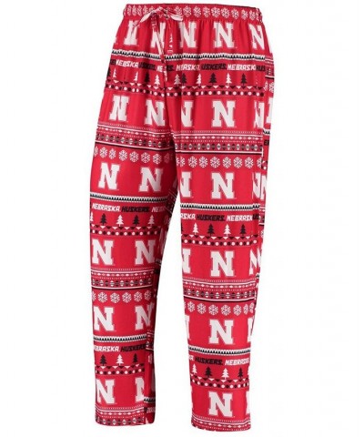 Men's Scarlet Nebraska Huskers Ugly Sweater Knit Long Sleeve Top and Pant Set $36.75 Pajama