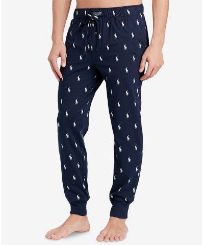 Men's Lightweight Cotton Logo Pajama Pants Blue $26.78 Pajama