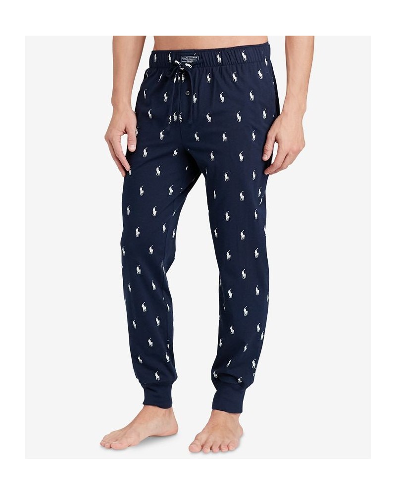 Men's Lightweight Cotton Logo Pajama Pants Blue $26.78 Pajama