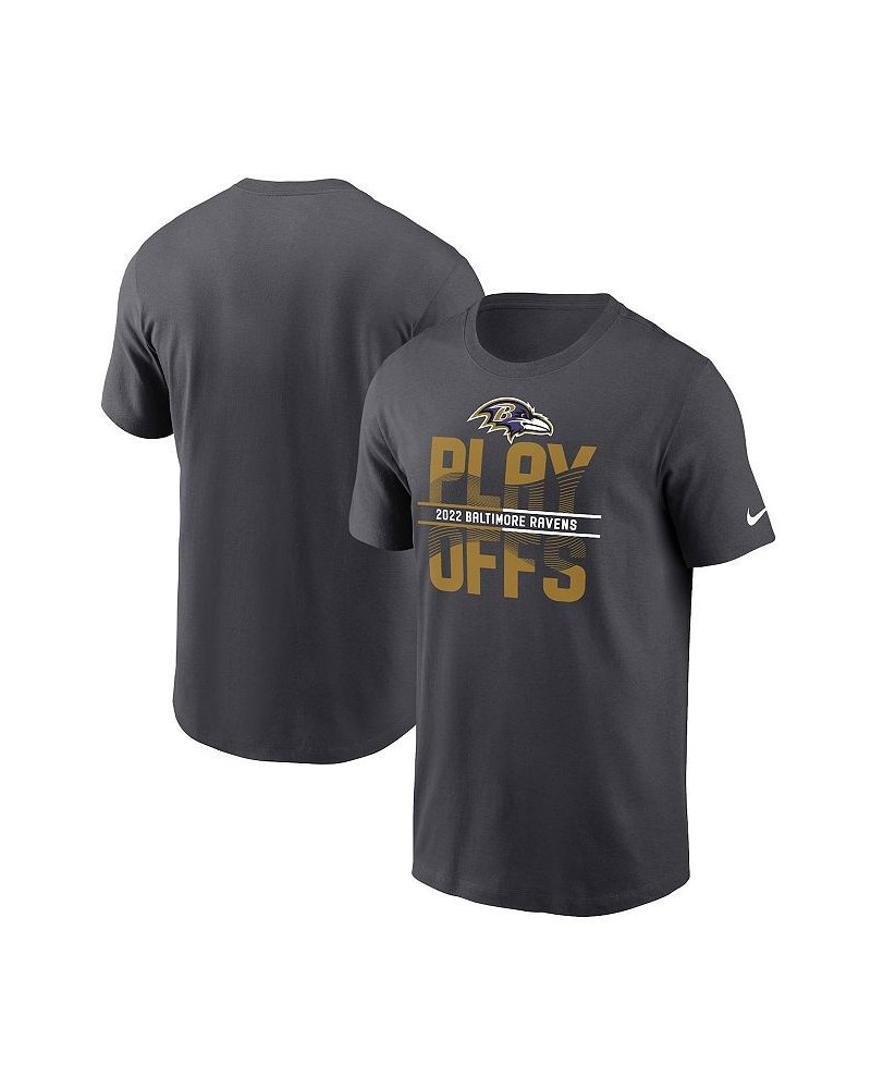 Men's Anthracite Baltimore Ravens 2022 NFL Playoffs Iconic T-shirt $23.50 T-Shirts