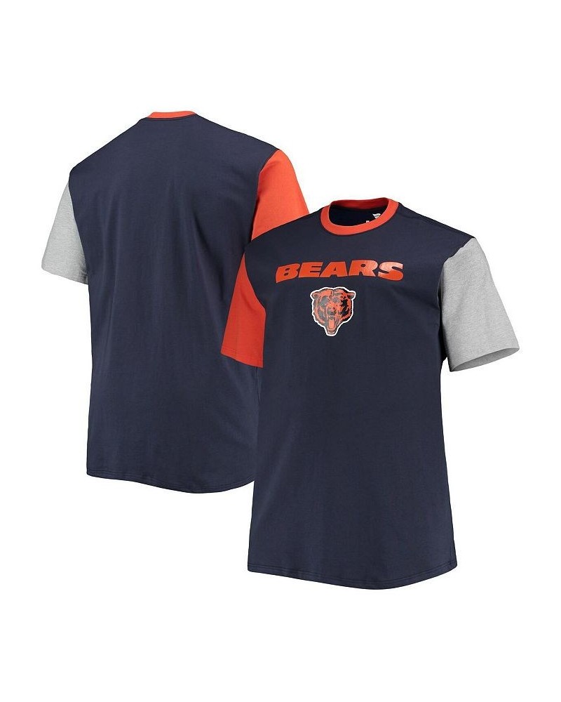 Men's Navy, Orange Chicago Bears Big and Tall Colorblocked T-shirt $18.90 T-Shirts