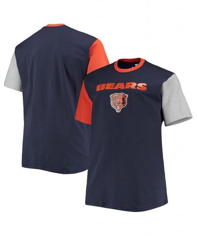 Men's Navy, Orange Chicago Bears Big and Tall Colorblocked T-shirt $18.90 T-Shirts